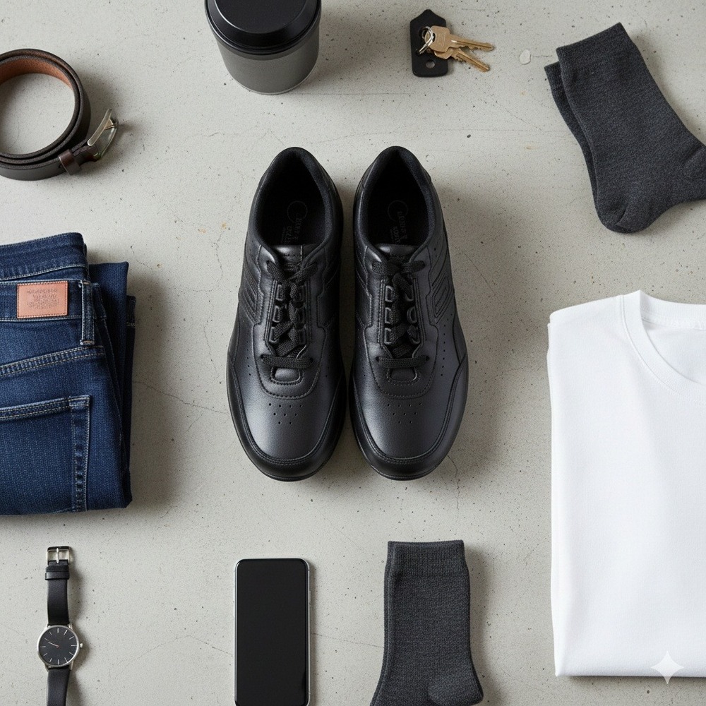 SAS‎ Black Leather Lace Up Athletic Shoes Comfort Work School Uniform Men Women